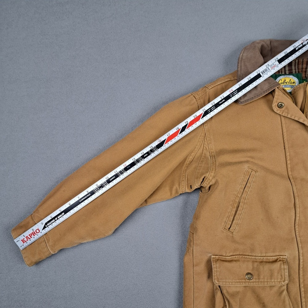 Cabelas Duck Canvas Blanket Lined Jacket Womens Medium Leather Collar Chore Coat - Picture 11 of 16